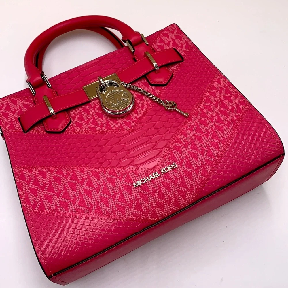Michael Kors Hamilton Small Satchel Shoulder Crossbody Bag  Electric Pink Multi
